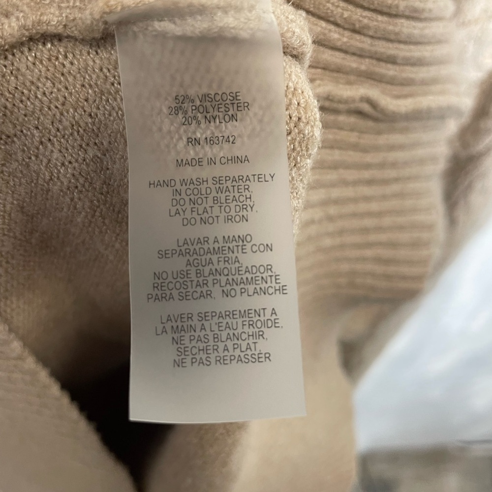 Aaeda women’s crewneck cableknit sweater neutral tan women’s XL - Picture 7 of 8
